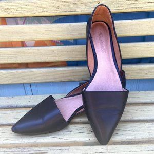 Madewell Lydia Black Leather Pointed Flats, 6.5